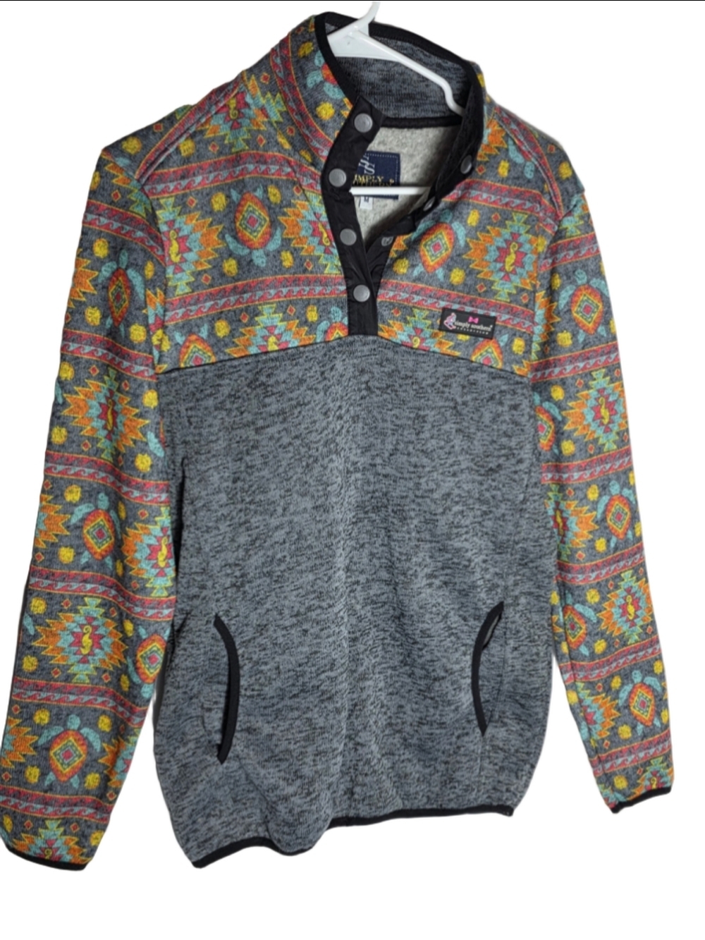 Women's Simply Southern Pullover Sweatshirt Size M Grey Multi-color turtle sea